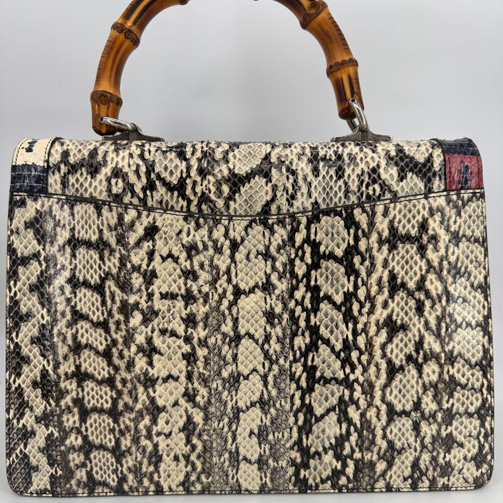 Gucci Snakeskin Small Lilith Bamboo Top Handle Bag - Picture 4 of 14
